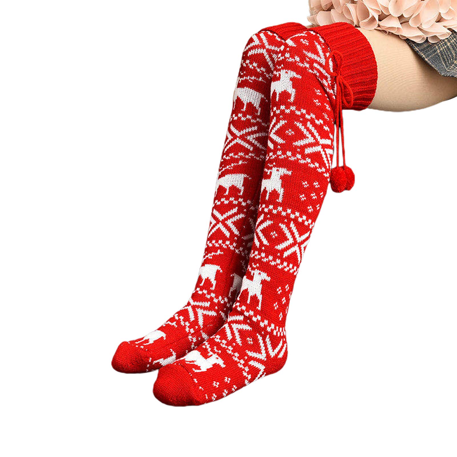 SOLILOQUY Christmas Stockings for Women Sexy Chriatmas Party Printed Knee Stockings Thigh High Overknee Long Socks Loungewear - Image 3