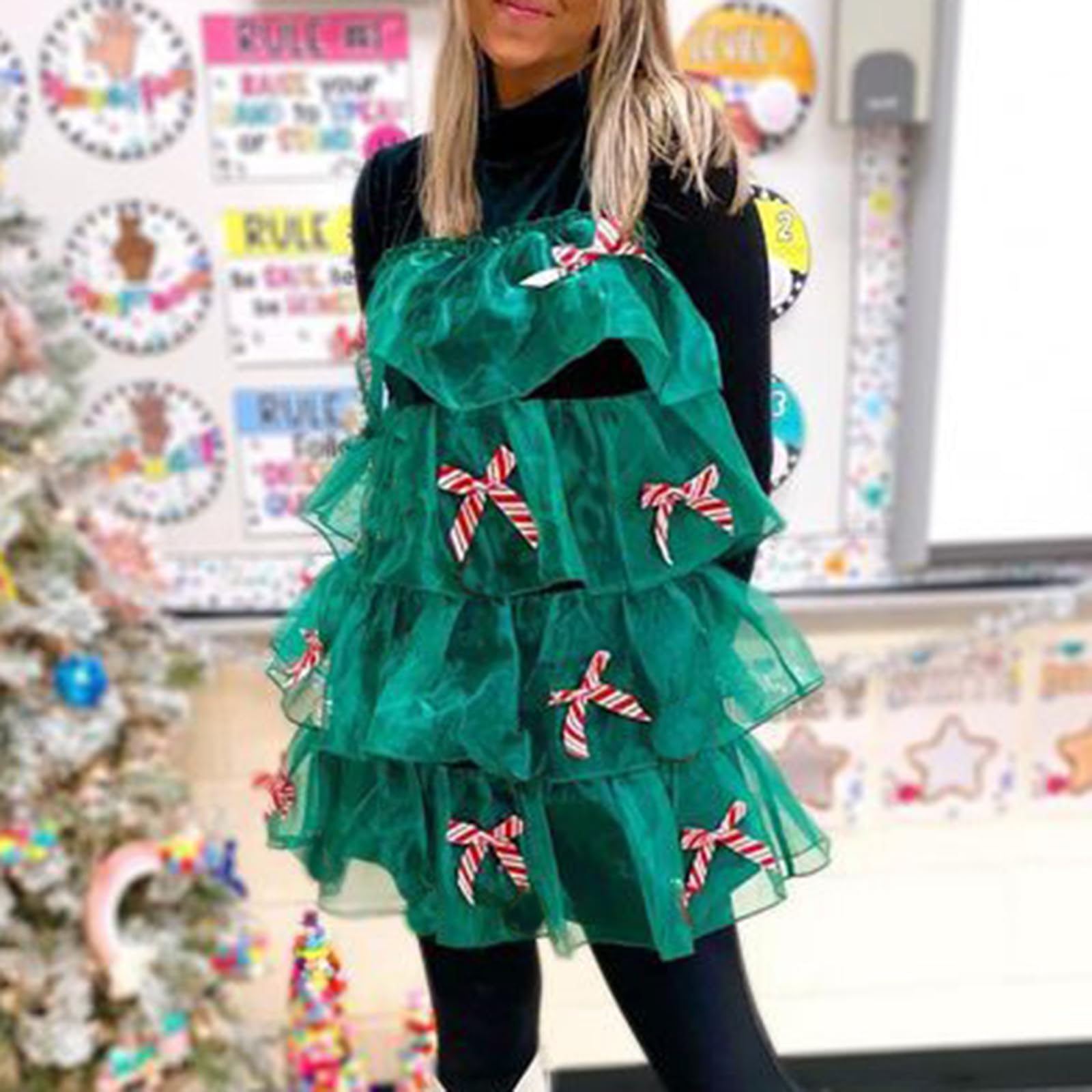 SOLILOQUY Christmas Tree Dress Up Outfits Christmas Festive Dress Women Christmas Party Costume Ugly Xmas Sweater - Image 3