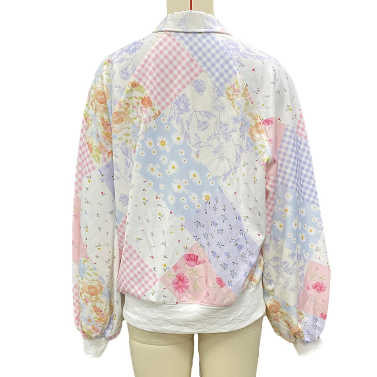 SOLILOQUY Women's Y2K Floral Patchwork Sweatshirt Oversized Half Button Collared Loose Vintage Boho Pullover Top Streetwear - Image 7