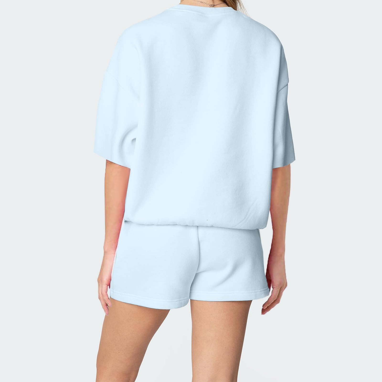 SOLILOQUY Women Summer 2 Pieces Outfits Loose Fit Shorts Set with Pockets Short Sleeve Bow/Flower Print T-Shirts Tops Shorts - Image 5