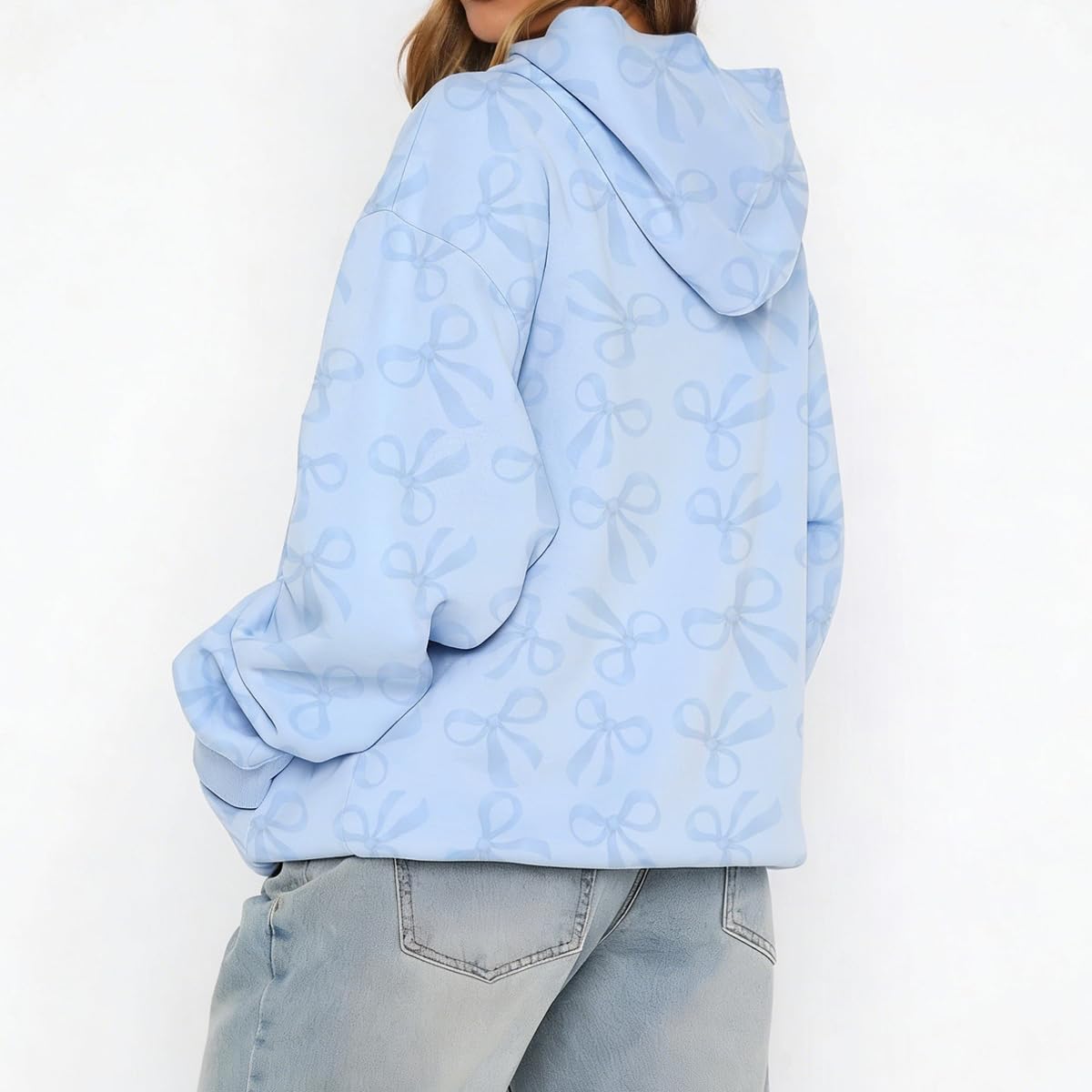 SOLILOQUY Women Y2K Oversized Bow Hoodie Sweatshirt Loose Casual Long Sleeve Pullover with Kangaroo Pocket Preppy Streetwear - Image 4