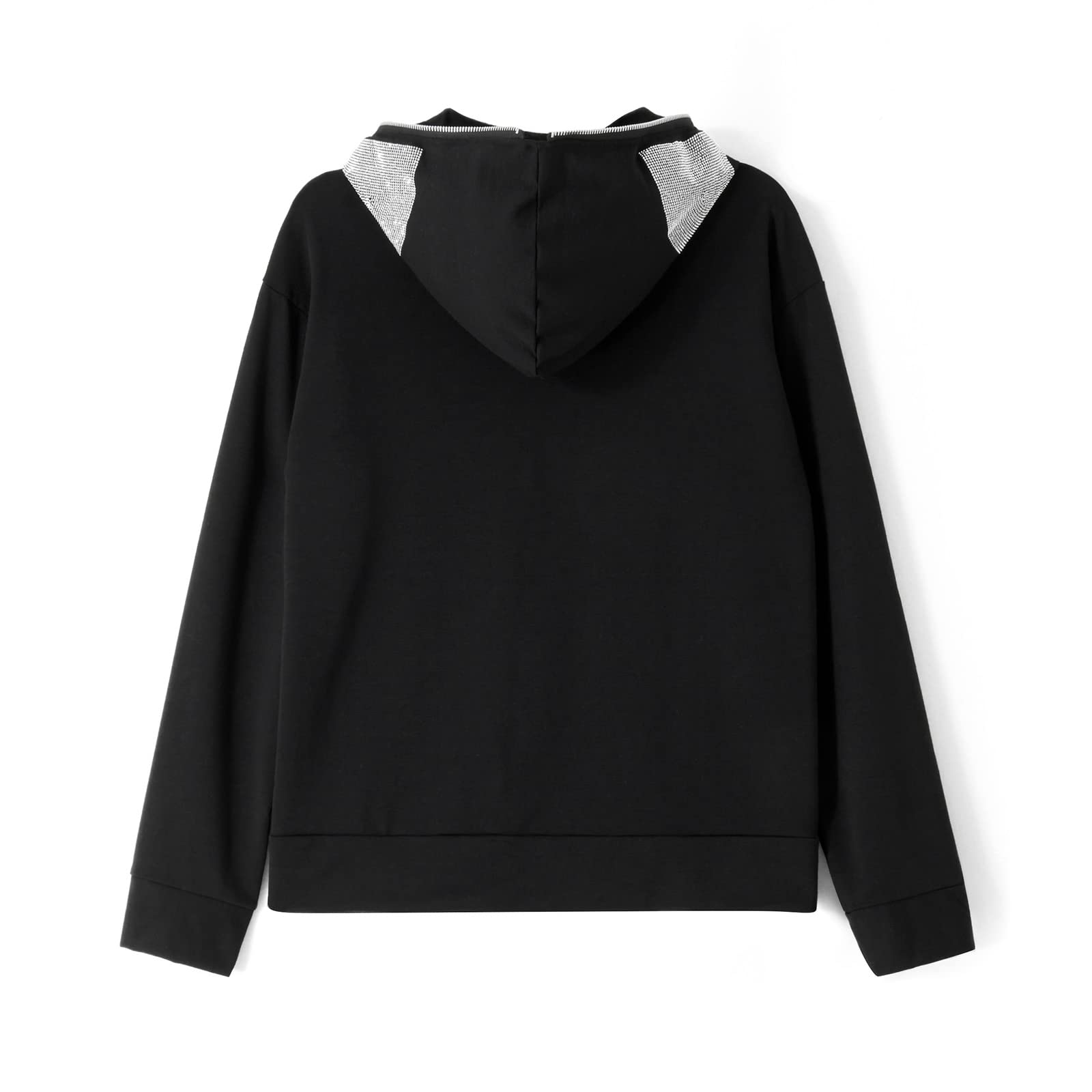 SOLILOQUY Women Y2K Zip-up Hoodie Gothic Rhinestone Graphic Long Sleeve Crop Hooded Jacket Fall Sweatshirt Hoodie Top - Image 3