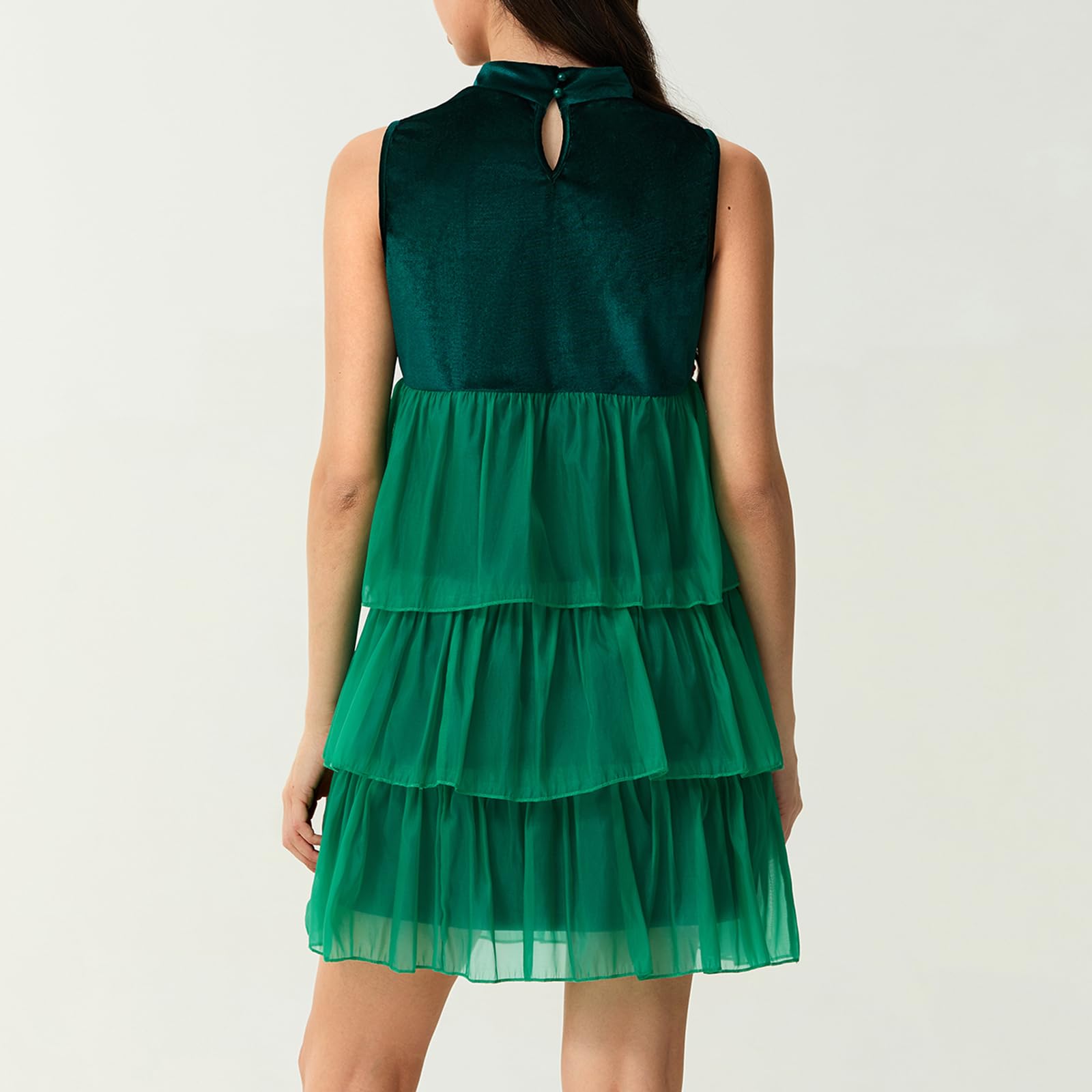 Women Christmas Tree Tutu Dress Sleeveless Bowknot Layered Tulle Mini Dress Xmas Tree Costume Party Festival Outfit - Image 4