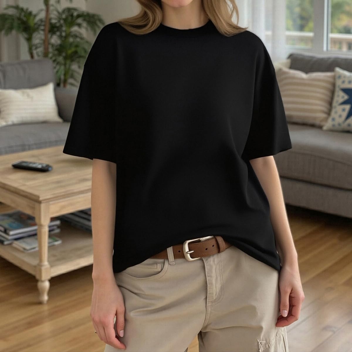 Women's Butterfly Embroidery Back Oversized T-Shirt Y2K Crew Neck Short Sleeve Sheer Mesh Cut Out Casual Summer Tee - Image 3