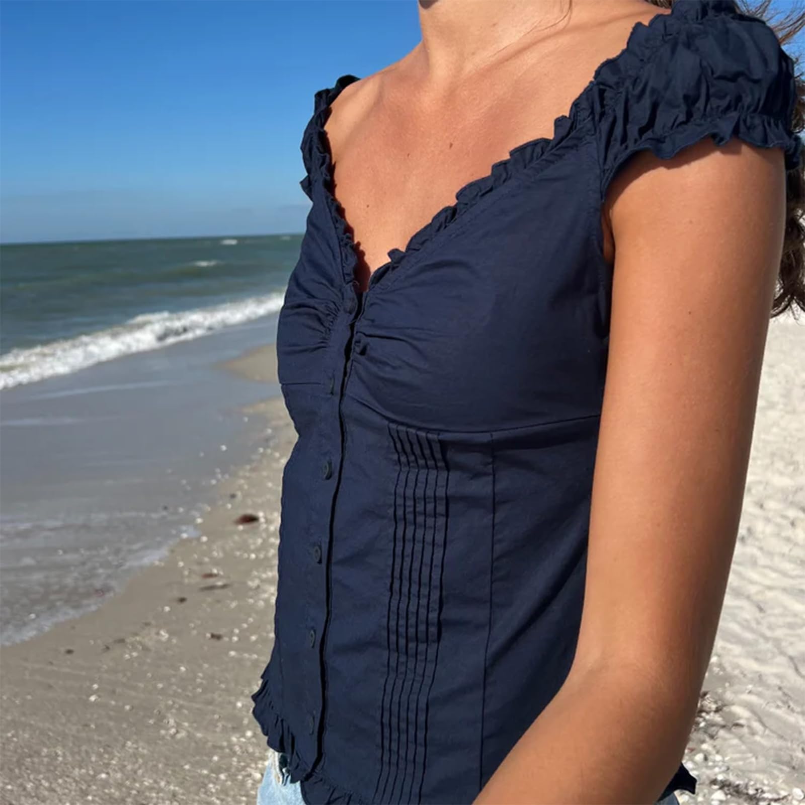 Women Y2K Fairy Button Up Shirt Cute Short Sleeve Blouse Grunge Crop Top 90S Vintage Coquette Top E-Girl Streetwear - Image 4