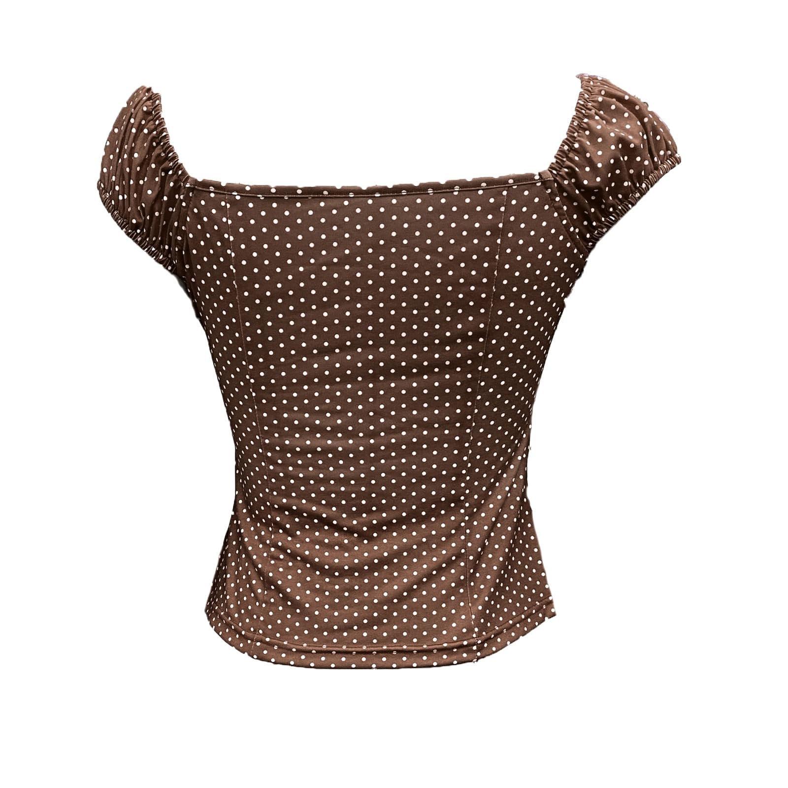 Women Y2K Polka Dot Milkmaid Top Cap Sleeve Tie-Up Front Crop T Shirts Summer Slim Fit Going Out Tops Streetwear - Image 3