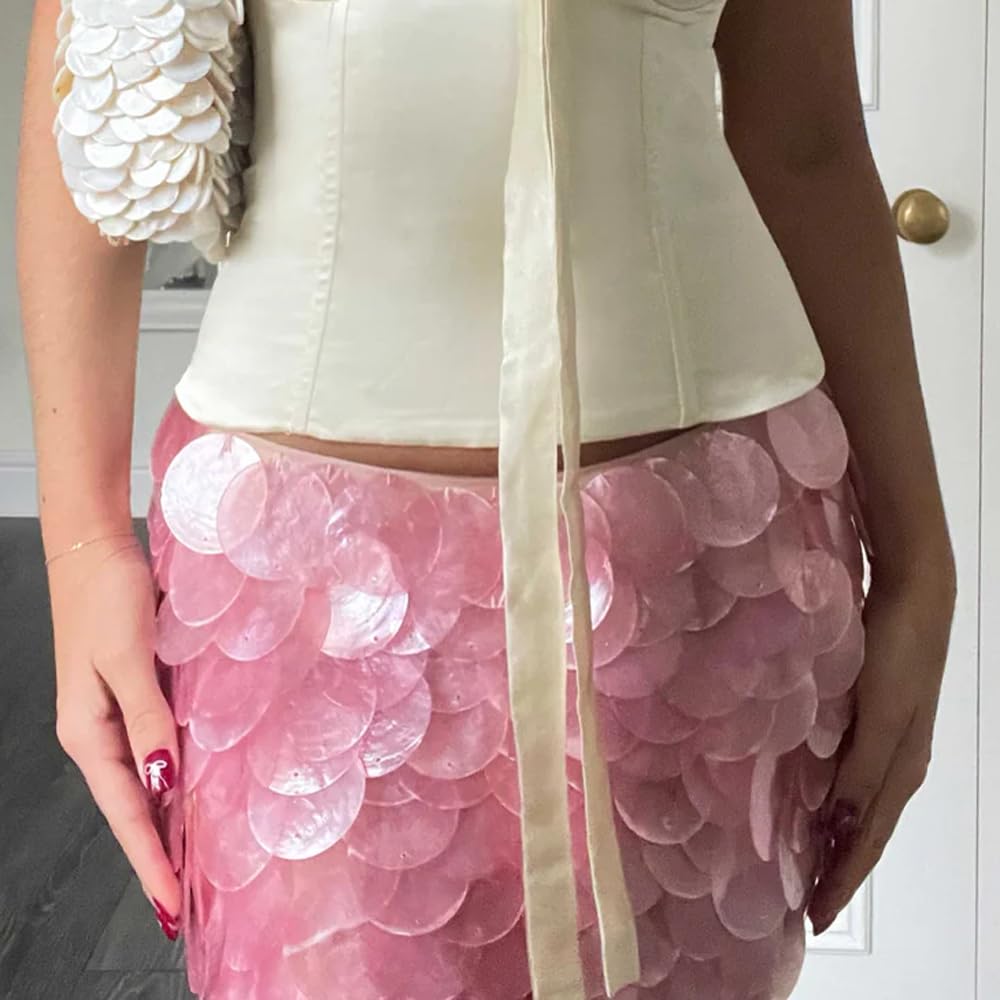 Women Y2K Sequin Mini Skirt Sexy Low Rise Sparkly Glitter Bodycon Short Skirt Coquette Party Rave Skirt Clubwear - Image 3