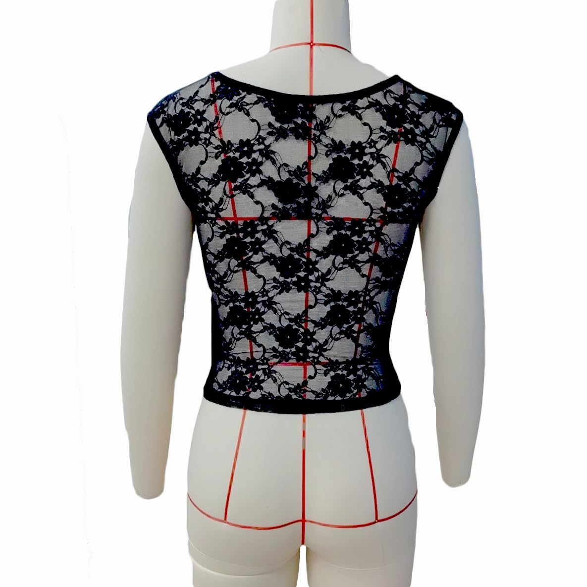 Women Y2K Vintage Floral Lace Crop Top Goth Grunge Cap Sleeve Scoop Neck See-Through Open Back Sheer Mesh Baby Tees - Image 7